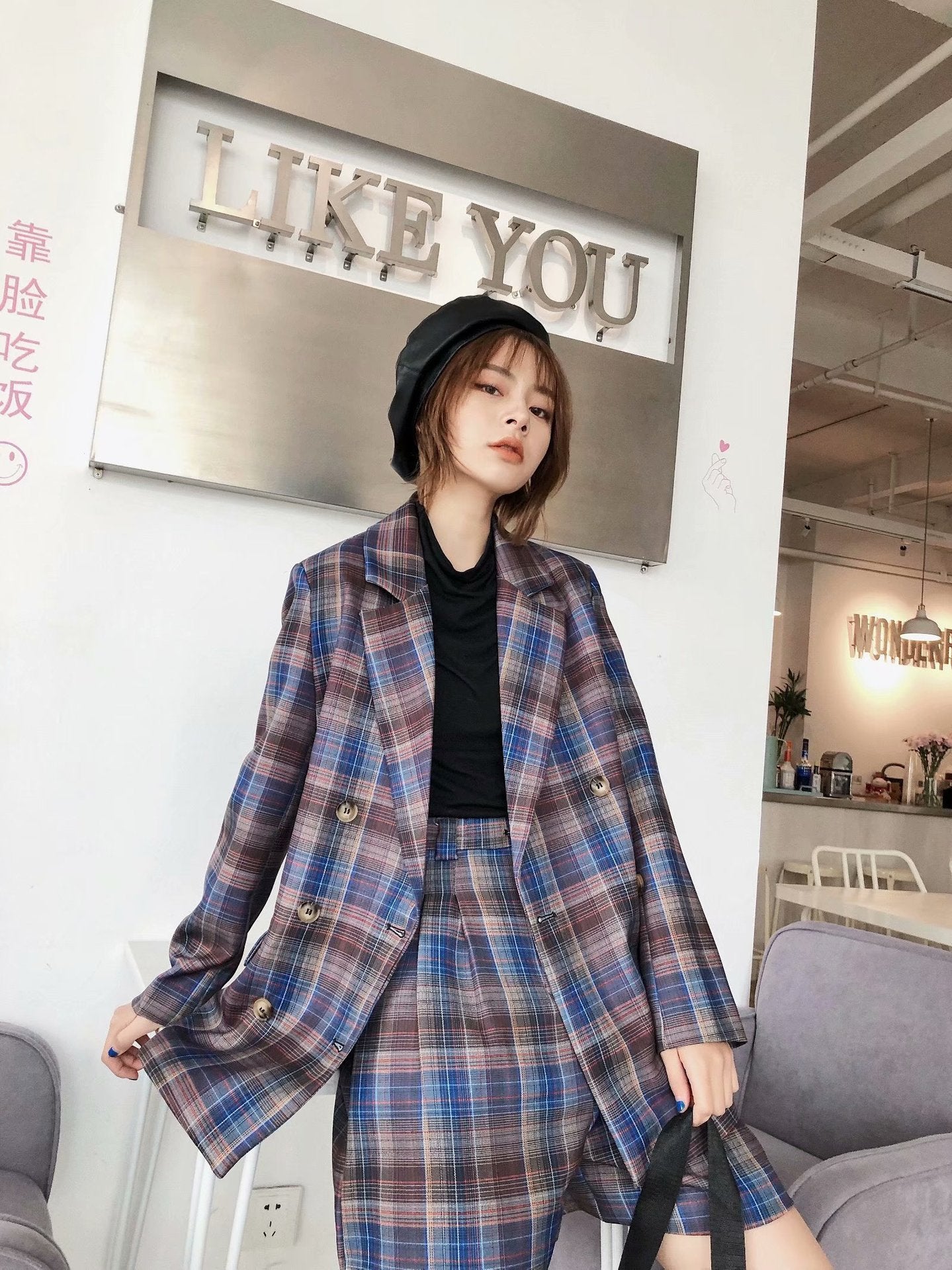 European & American-Style Plaid Blazer Set – Blazer Outfits Casual & Chic Spring Looks