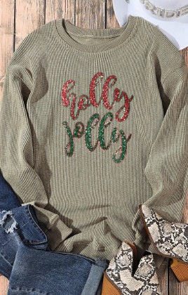 Stylish Sequined Letter Print Pullover – Loose Fit Casual Top for Women