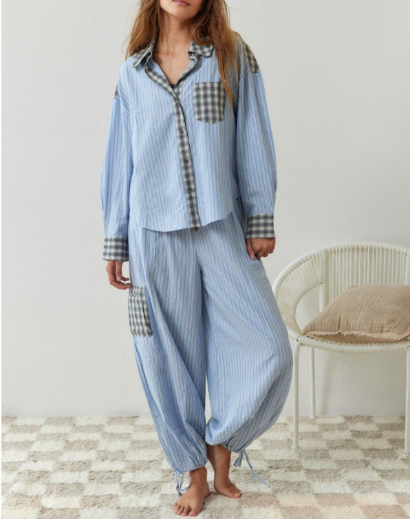 Plaid Shirt & Matching Trousers Two-Piece Outfit Set | Cozy Style 2025 Aesthetic