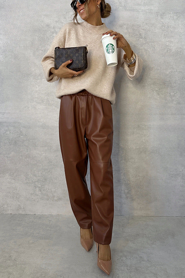 One Size Elastic Waist Flower Pattern Women Jogger Pants