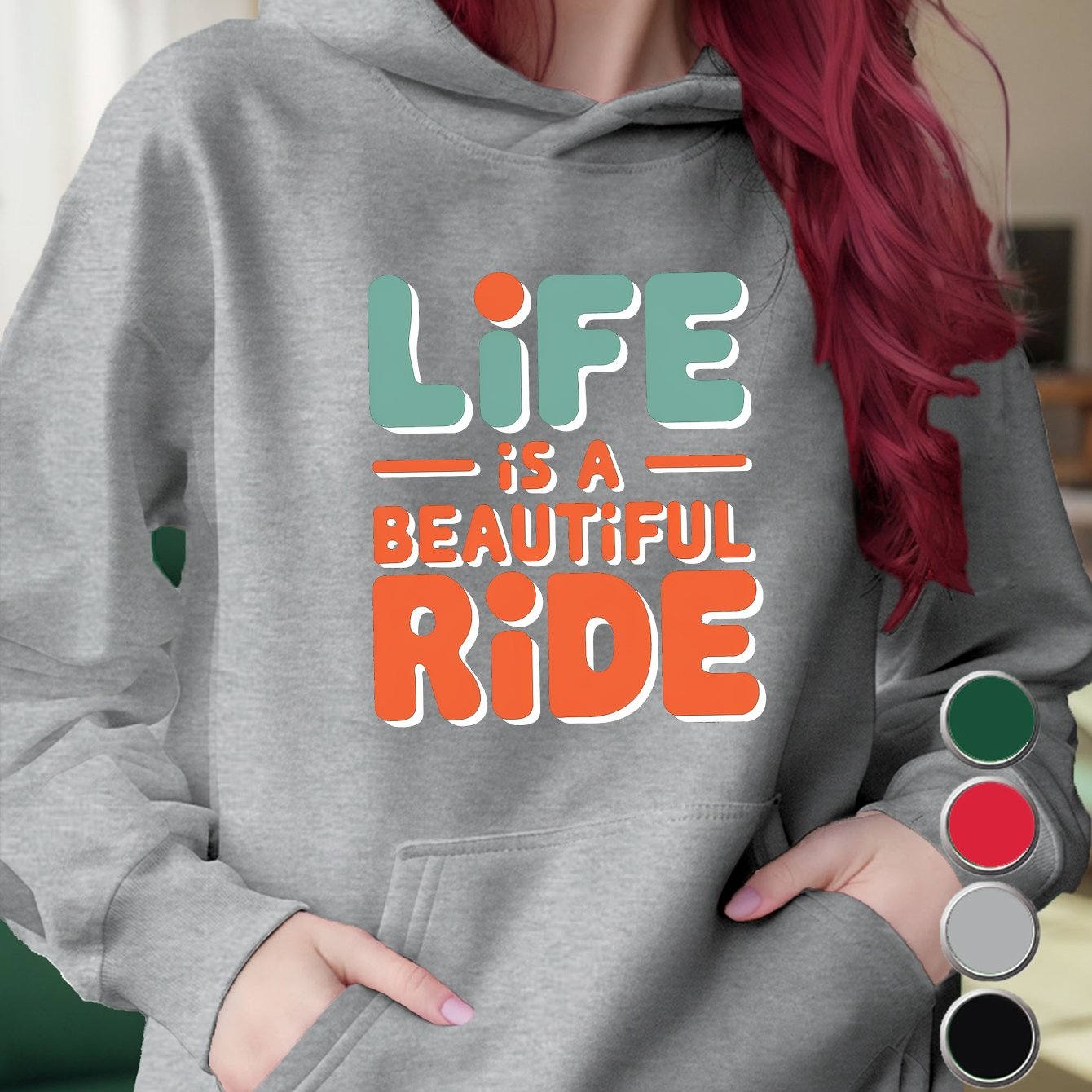 Life Is Beautiful Ride Women’s Hoodie – Cozy Graphic Pullover Sweatshirt for Casual Fall/Winter Style