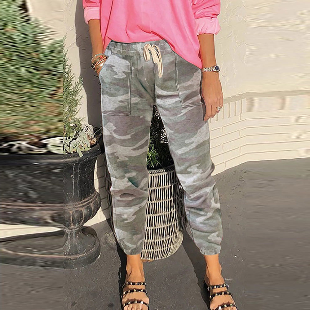 Camouflage Long Length Multi Pocket Military Cargo Shorts Capri