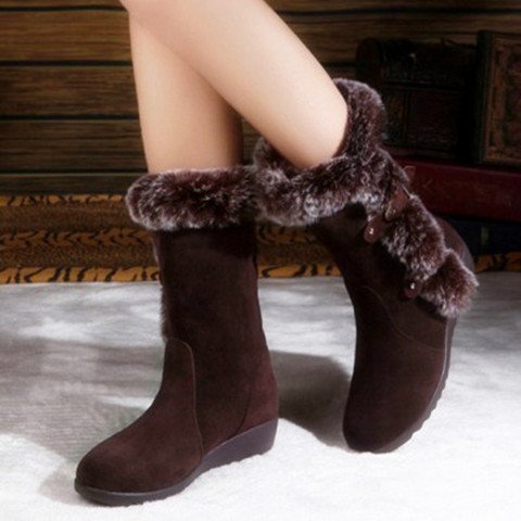 Winter High Lace Up Snow Boots Warm Fur Lined Mid Calf Shoes For Women