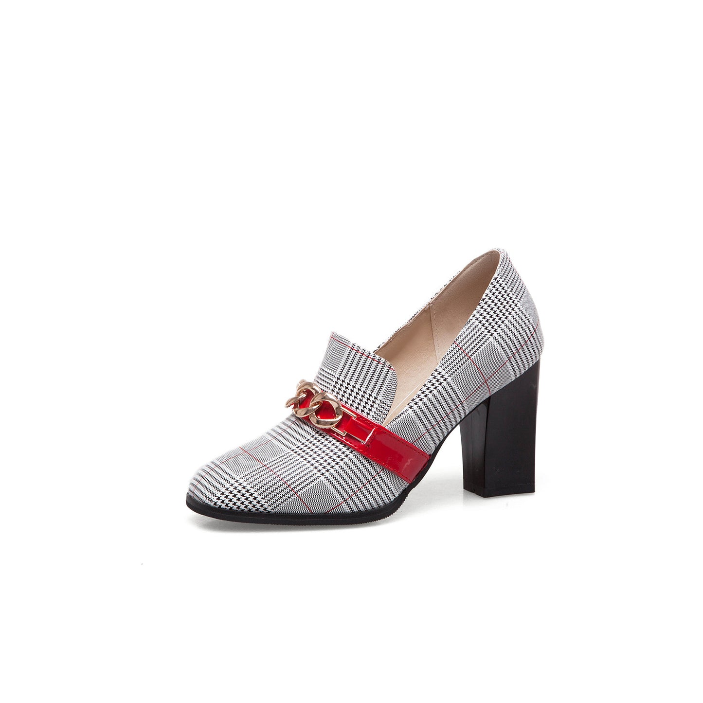 Women’s Metal-Decorative Single Shoes | Color-Block Square Toe Pumps