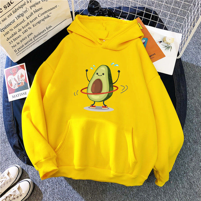 Sporty Cartoon Avocado Hoodie – Cozy, Cute & Quirky!