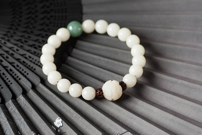 Natural White Jade Bodhi Bracelets – Beaded Bracelets for Mindfulness & Everyday Wear