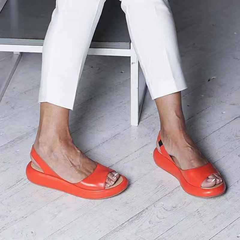 Chic City Walk: Minimalist Peep-Toe Slingback Platform Sandals
