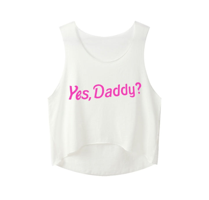 Yes Daddy Letter Print Crop Tank Top – Y2K Summer Festival Outfit
