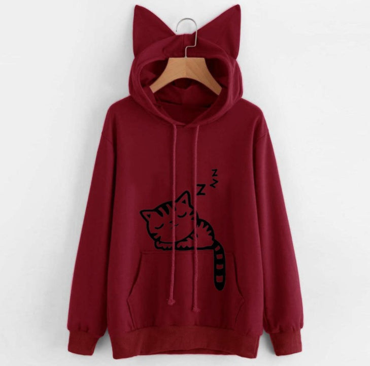 Women’s Casual Hoodie Sweatshirt with Cute Ears – Long Sleeve Pullover