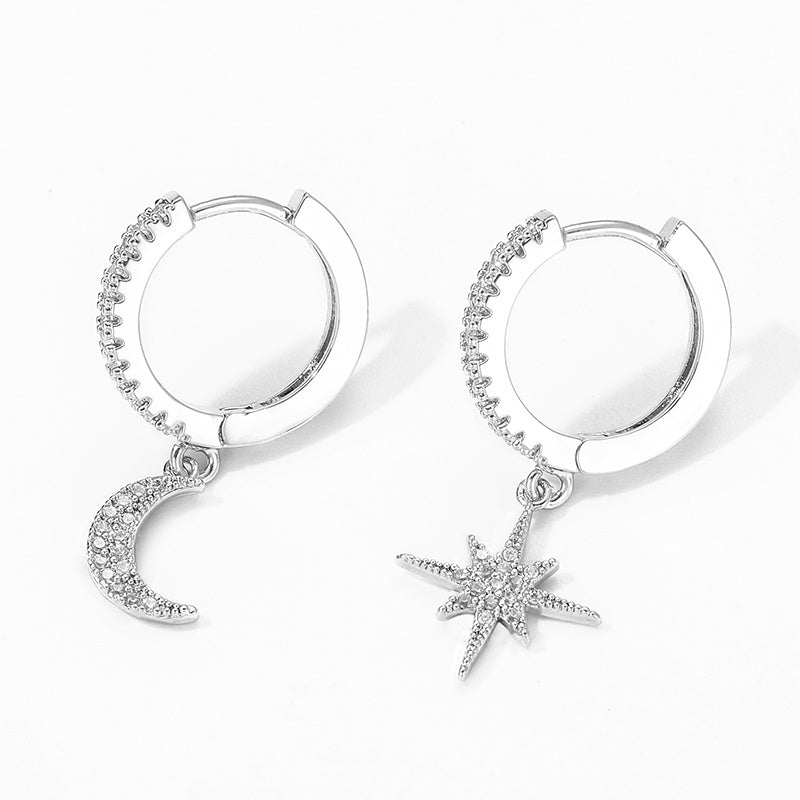 Earrings Star and Moon Asymmetric Celestial Design Jewelry Trend 2025