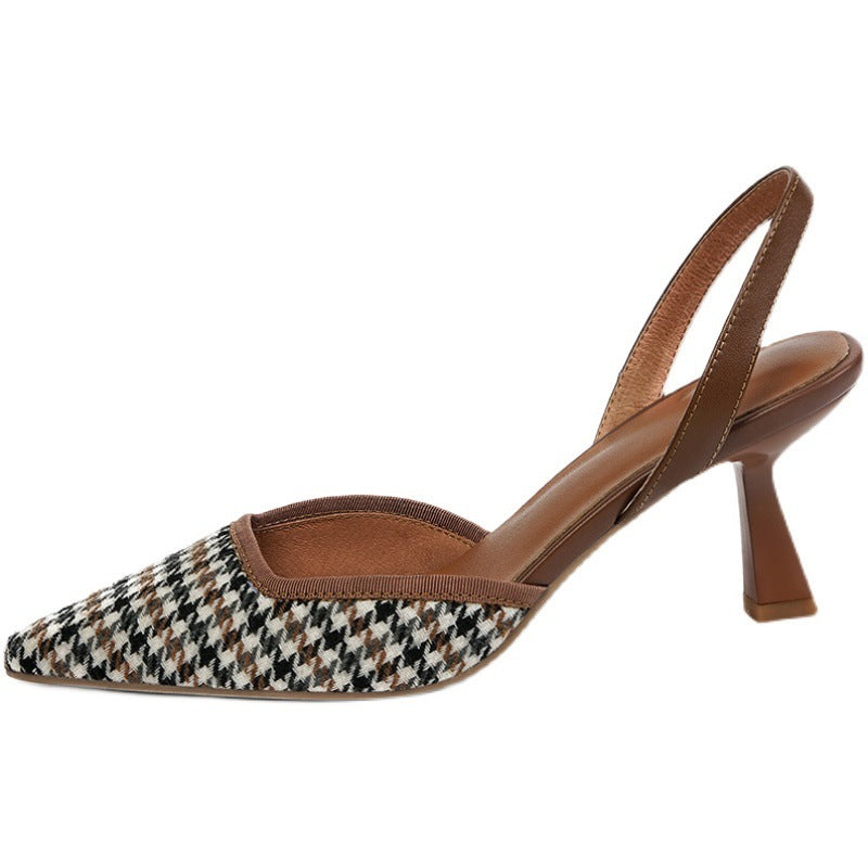 Vintage Stiletto Sandals for Women | Brown Baotou Fish Mouth Heels