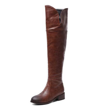 Over-the-Knee Flat Boots for Women | Stretch Thigh High Winter Boots with Square Heel
