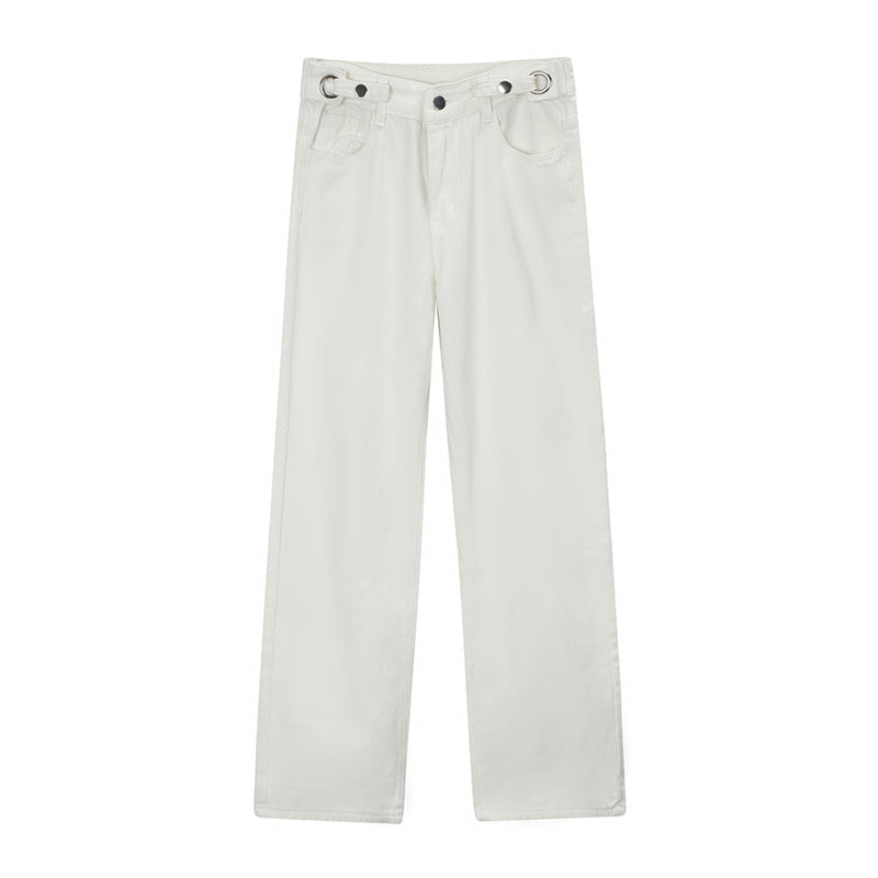 New Womens High Waisted Straight Casual Wide Leg Pants