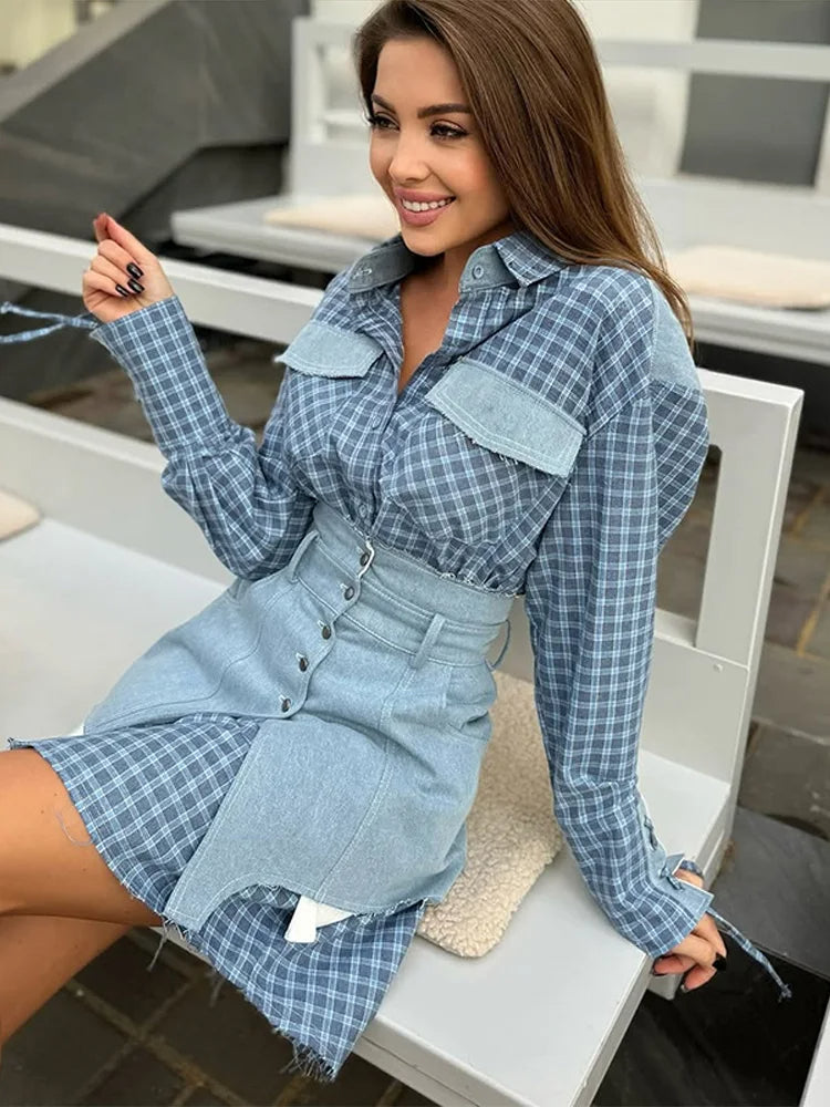 Cotton Blend Mini Shirt Dress