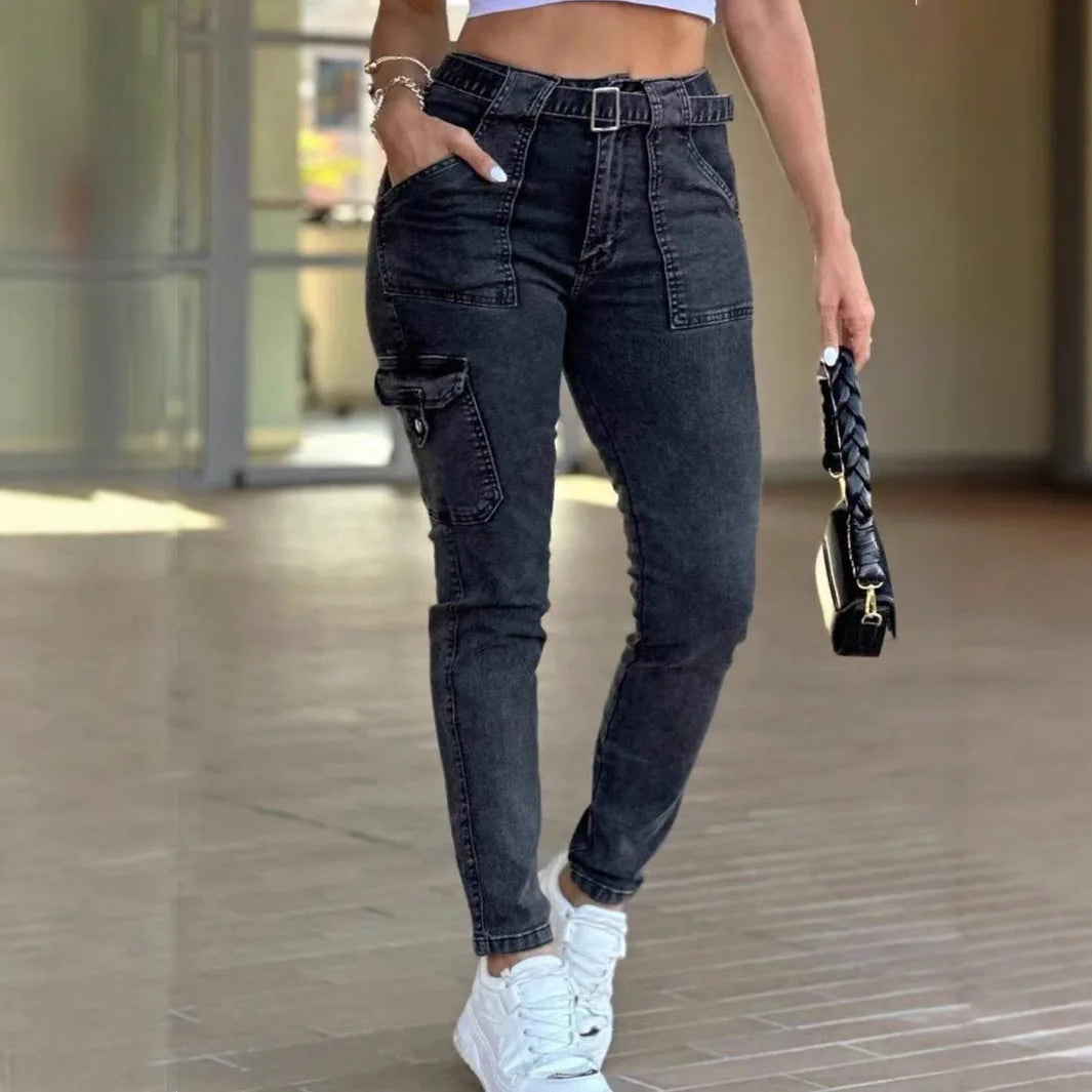 Women’s High Waist Skinny Sashed Jeans – Autumn/Winter Street Style
