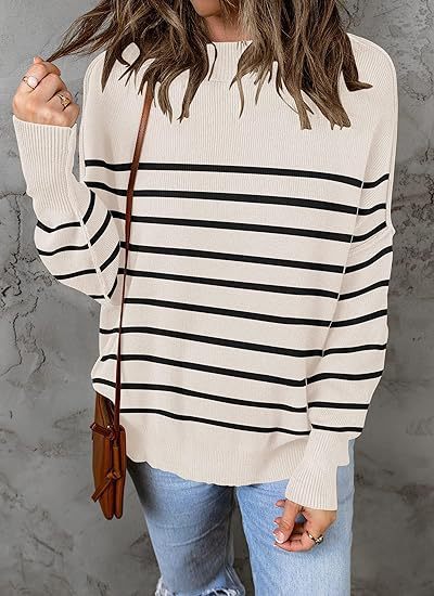 Loose Pullover Stripe Oversized Sweaters for Women – Minimalist Street Style