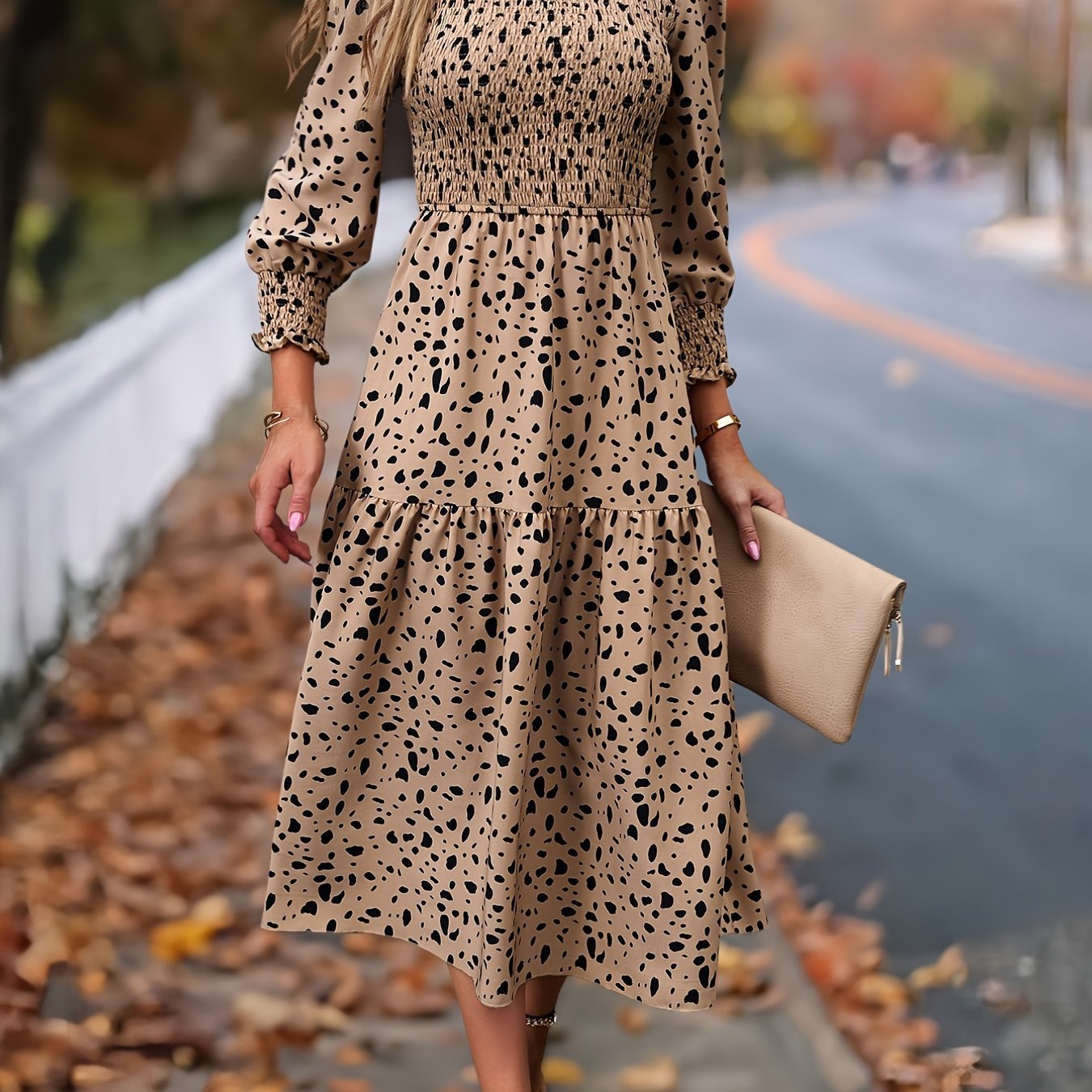 Leopard Print Long Sleeve Dress | Fierce Fashion Outfit & Elegant Dress for Women