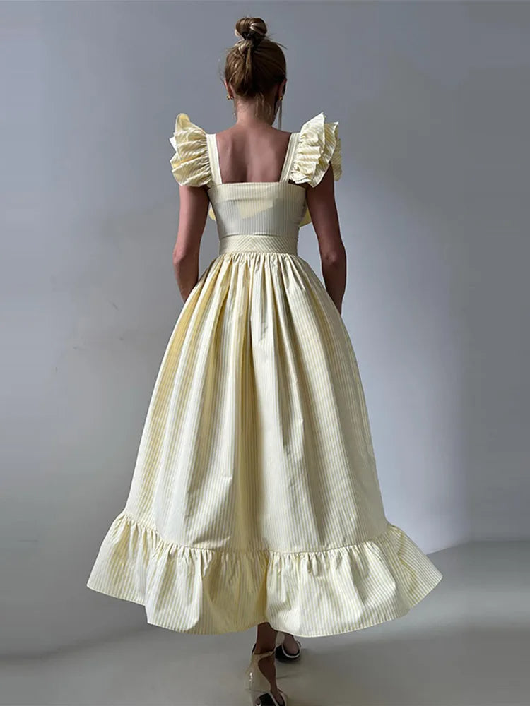 Ruffled Striped Dress | Flattering Spring & Summer Dress Outfit for Women