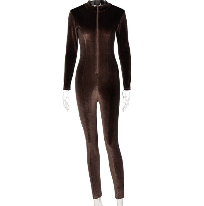 Autumn Black Skinny Streetwear Jumpsuits For Women