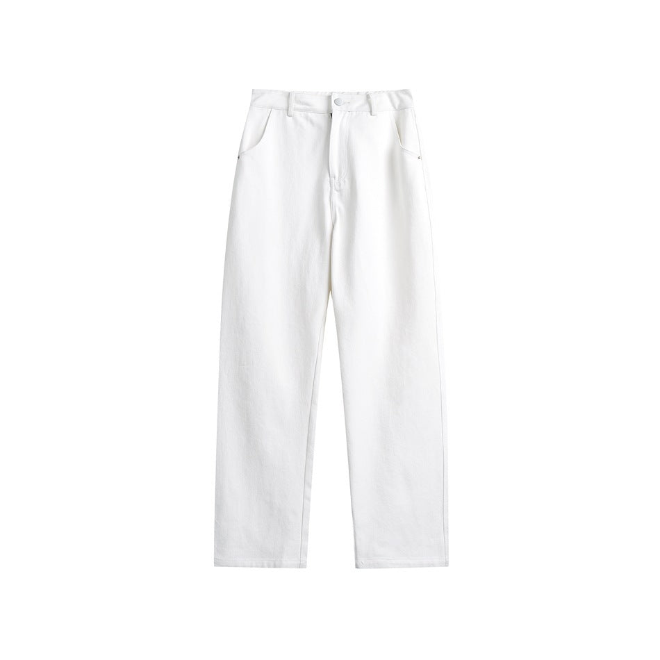 Unisex Loose Straight Trousers – Mid-Rise Cotton Casual & Streetwear Pants