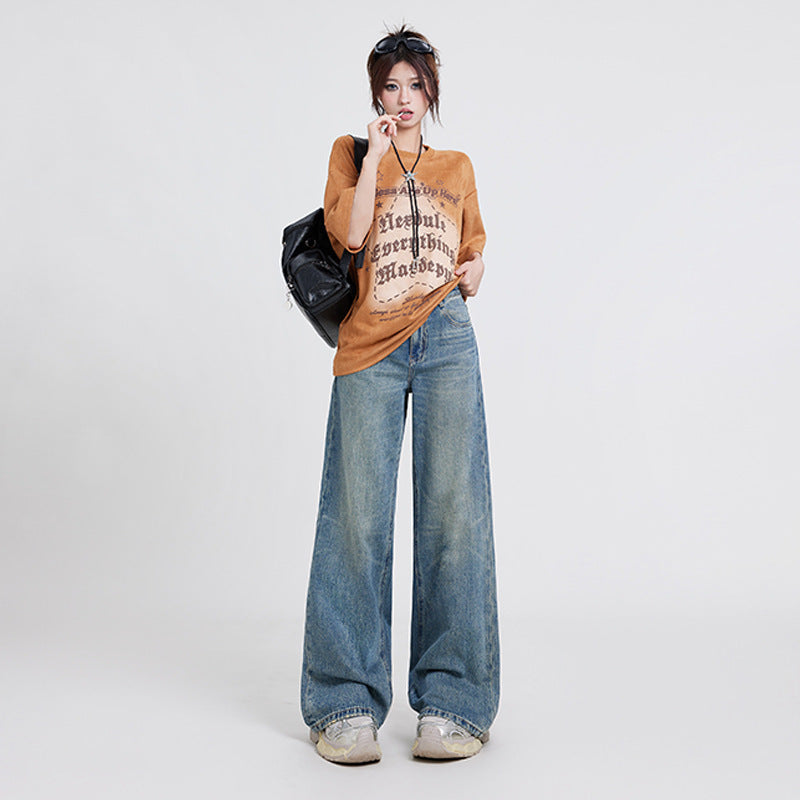 High Waist Baggy Jeans Straight Leg Korean Fashion For Women