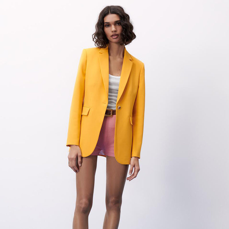 Gold V Neck Blazer Stylish Autumn Jacket For Womens 2024 Fashion