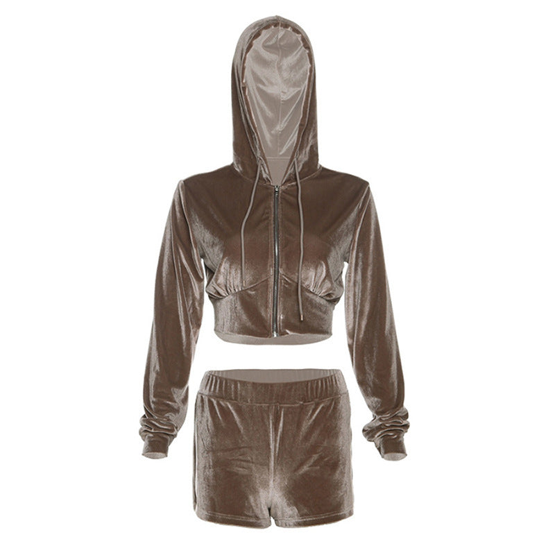 Tailored Ease: High-Waist Shorts & Long-Sleeve Set