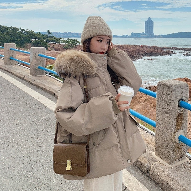 Womens Fur Hooded 30 Degrees Cold Weather Protection Snow Coats