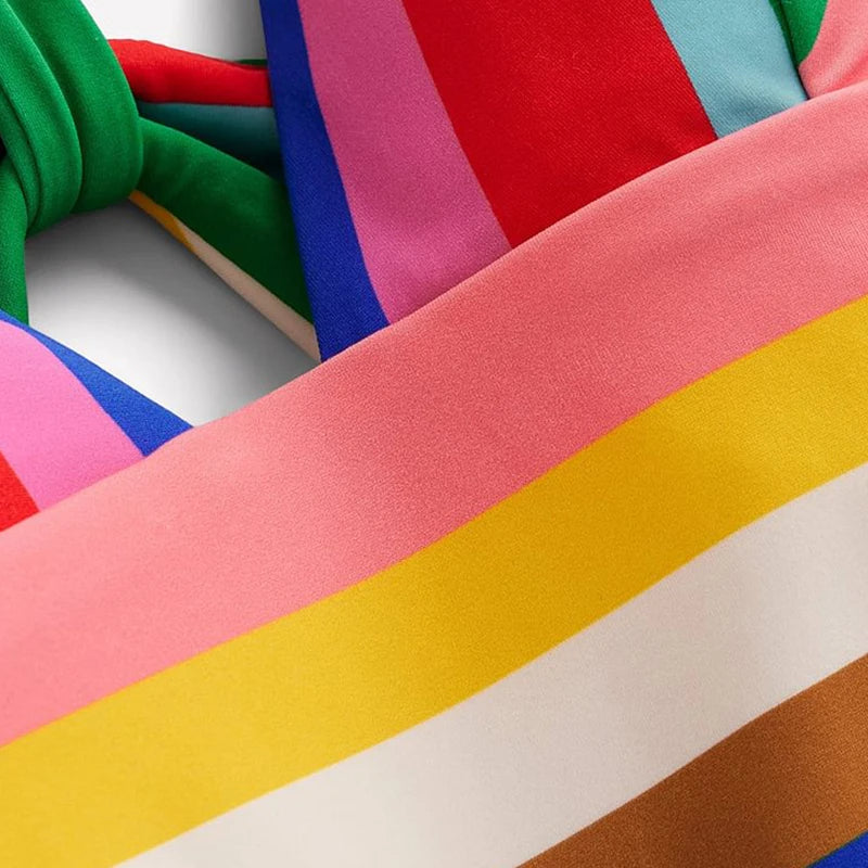 Spring 2025 High Waist Printed Bikini Set | Retro & Flattering Swimwear