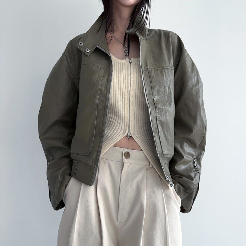 Oversized PU Leather Jacket – Women Street Style Outfits