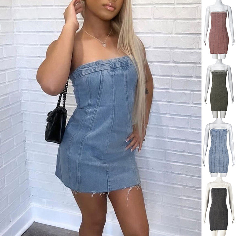 Backless Tube Denim Dress | Y2K Summer Outfit & Mini Dress for Women 4Colordress Backless Tube Denim Dress | Y2K Summer Outfit & Mini Dress for Women 4Colordress