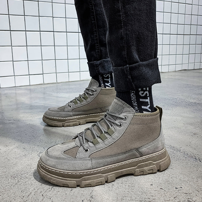 Platform Martin Boots for Men – Comfortable Mid-Tube Casual Footwear with Rubber Sole