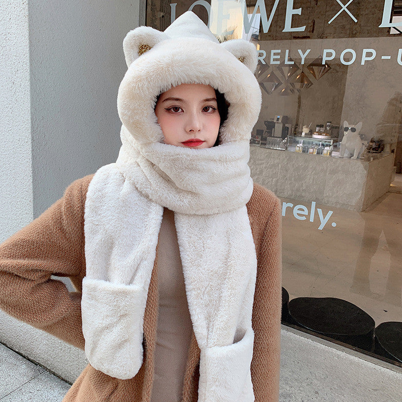 Bear Ear Full Head Protection Winter Hat For Women