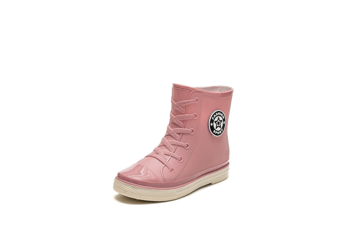 Chic Ankle-Length PVC Rain Boots for Women | Flat Heel Fleece-Lined Footwear