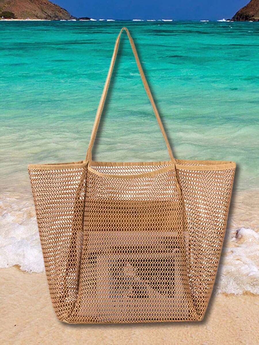 Vibrant Hollow-Out Shoulder Tote Bag – Waterproof Lightweight Beach & Travel Handbag