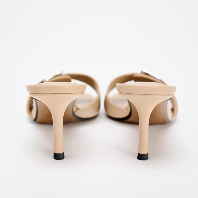 Women’s PU Leather Platform Slides – Square Heel Pull-On Summer Shoes