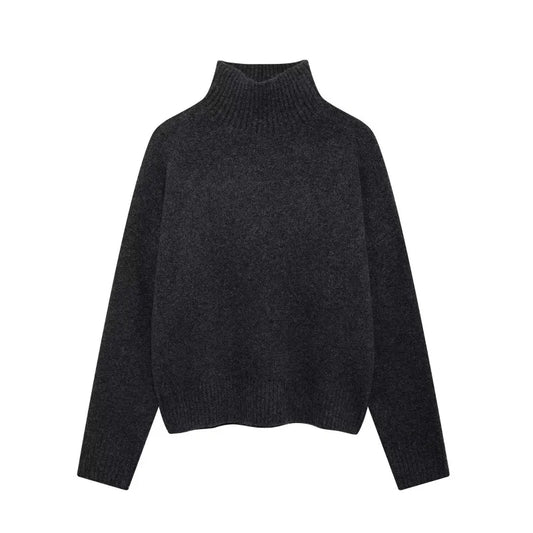2025 Womens Thick Knitted Sweater Loose Fit Idle Style Pullover Half Polo Turtleneck Versatile Winter Top
