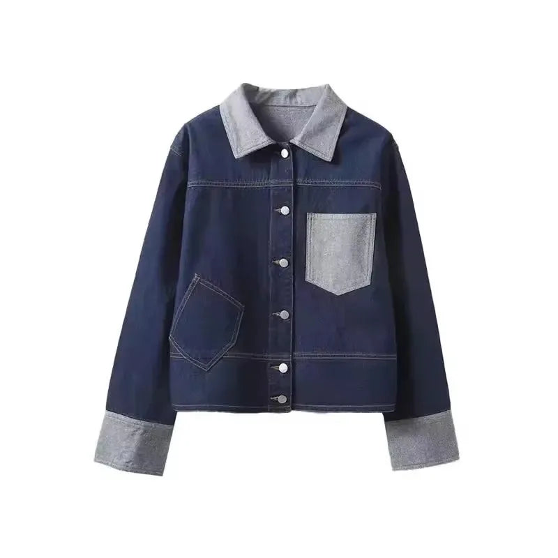 2025 Spring/Summer Patchwork Cotton Denim Jackets – Women Casual Layering Essential