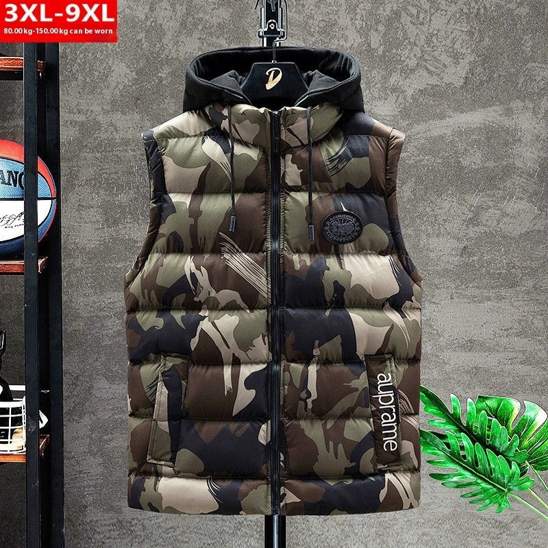Camouflage Print Puffer Vest Cute Sleeveless Bubble Coats For Women