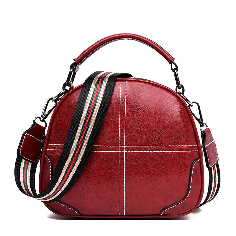 Women's Oval Shoulder Bag Smooth PU Leather Trendy