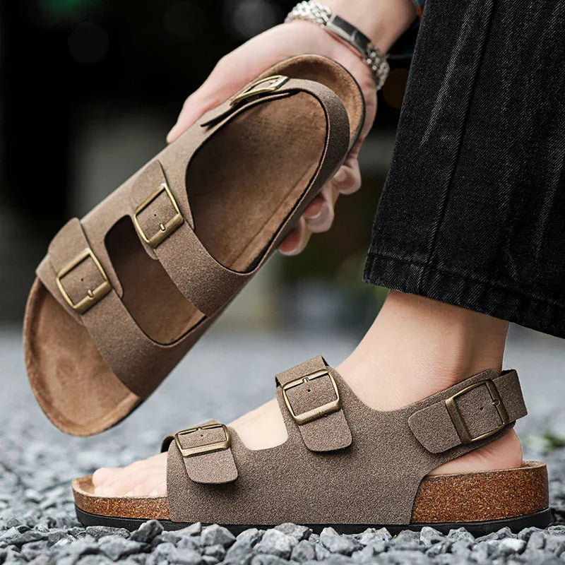 Men’s Casual PU Leather Sandals – Birkenstock-Inspired Summer Slides