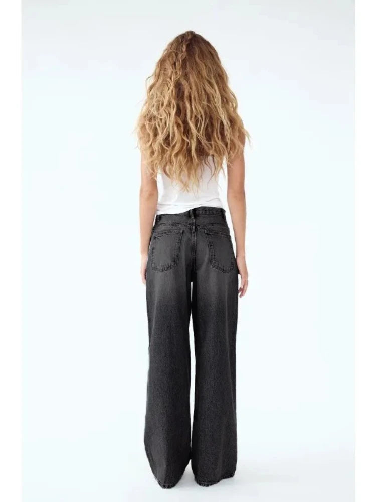 High-Waist Straight-Leg Denim Jeans – Vintage Style & Modern Comfort