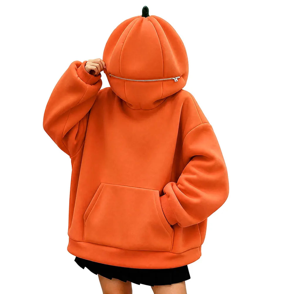 Cozy Pumpkin Patch Outfit: Oversized Pumpkin Zip-Up Hoodie