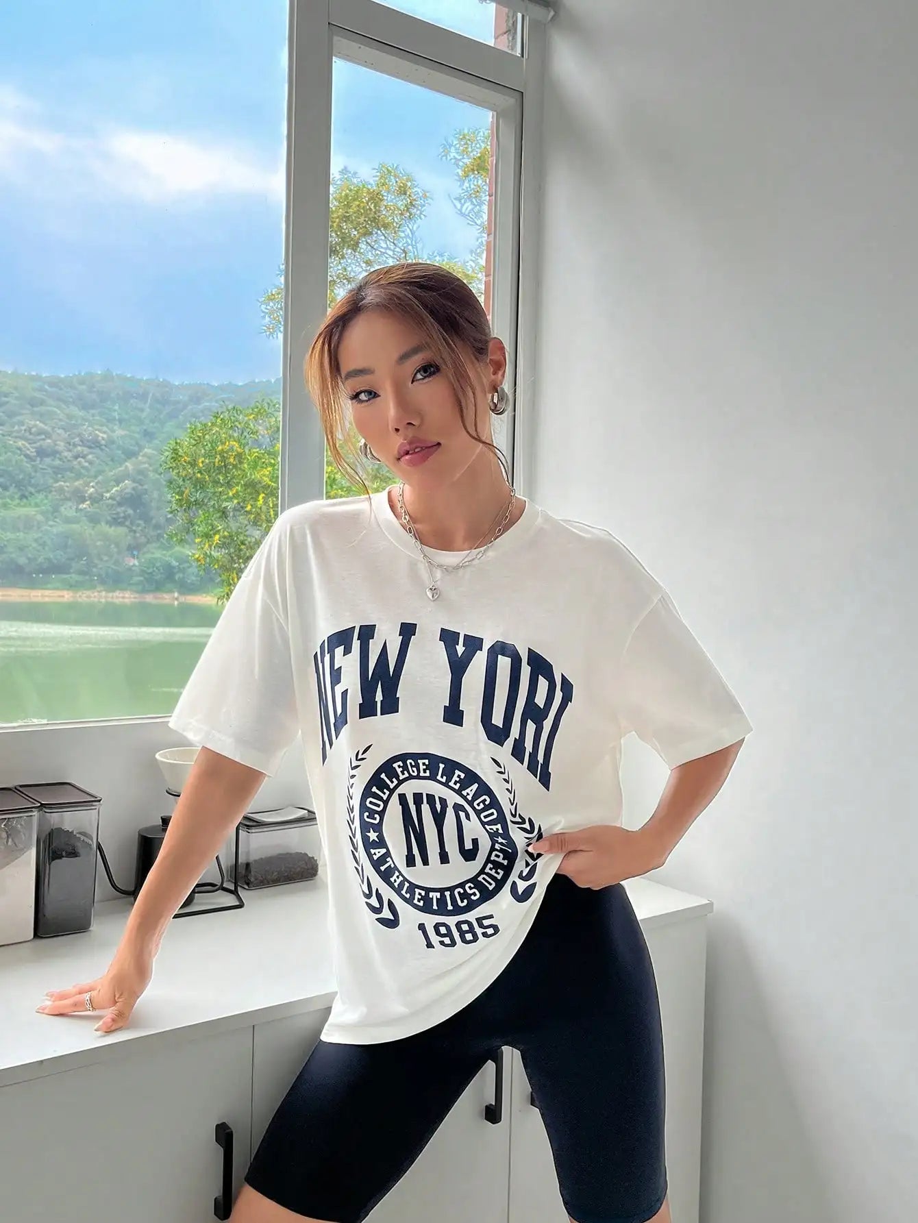 NYC Printed Women’s Organic Cotton Tee – Casual Summer T-Shirt, Street Style Outfit