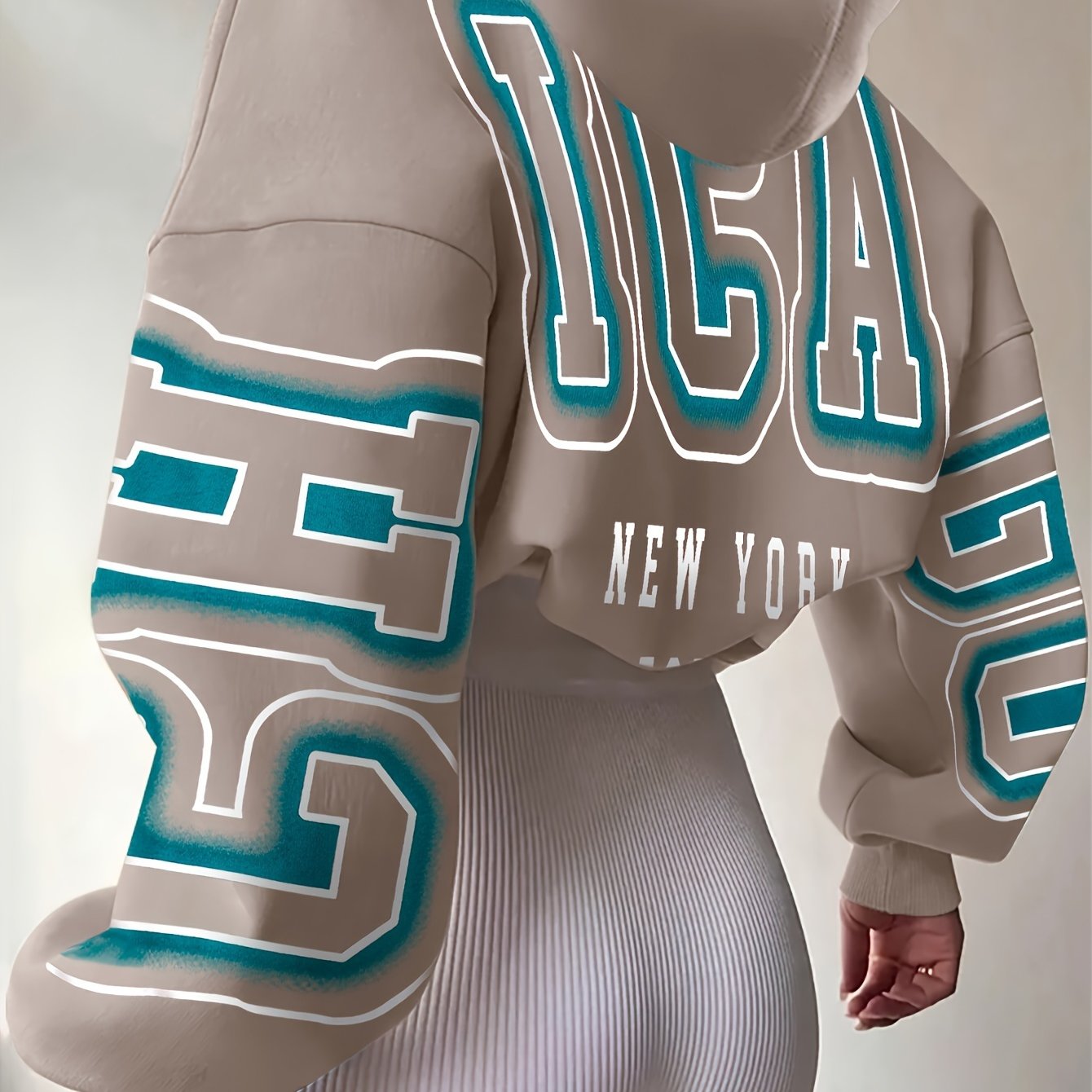 Spechir Women’s Black Hoodie – Pink & White Letter Graphic Pullover for Spring & Fall