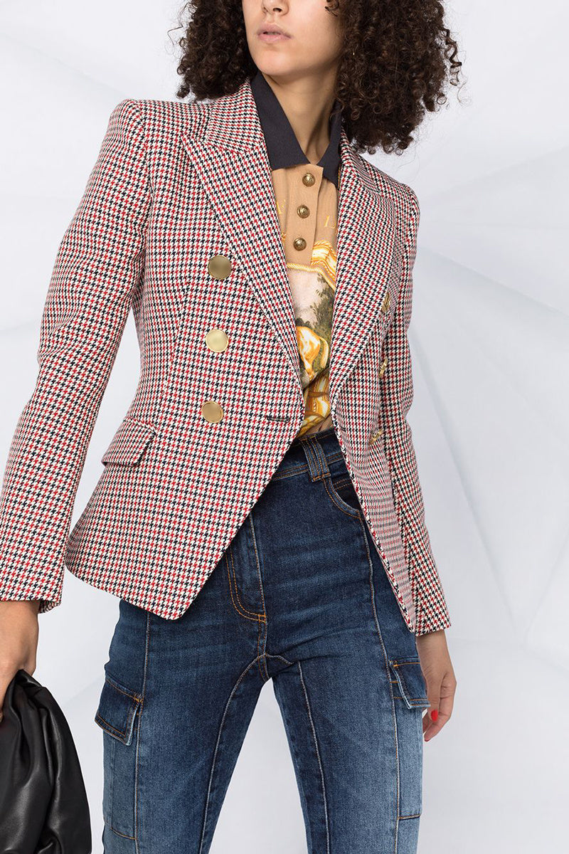 Pink Double Breasted Crop Blazer Jackets For Women