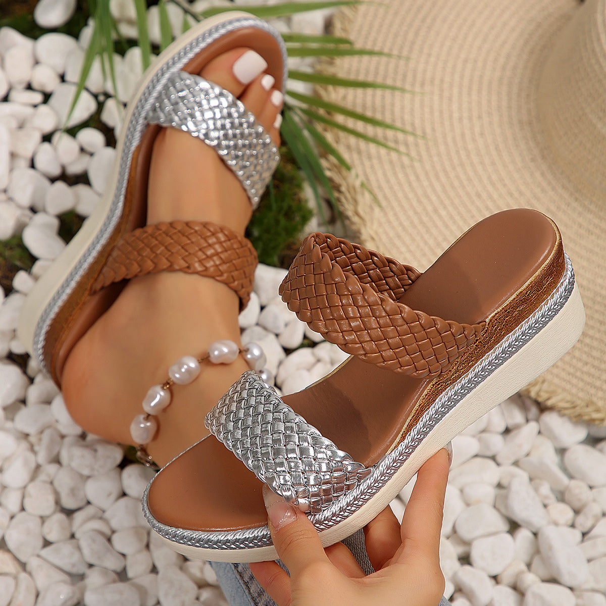 Stitched Edge Women Summer Wedge Sandals
