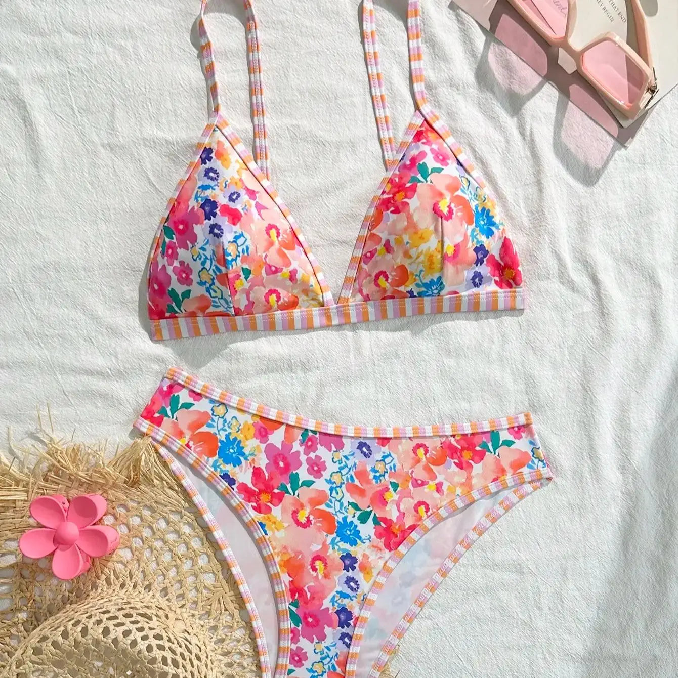 Summer Energy Floral Print Sexy Brazilian Bikini Set