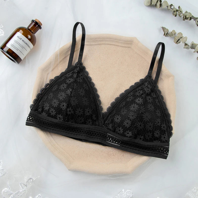 π Sheer Floral Lace Bralette Wire-Free Comfortable Bra (100% off)