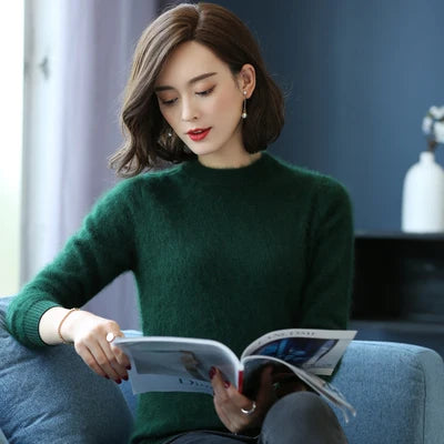 Womens Snow Flake Theme Mink Cashmere Sweaters